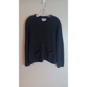 Vintage Anthony Richards Black Button Up Cardigan Sweater Grannycore Cottage